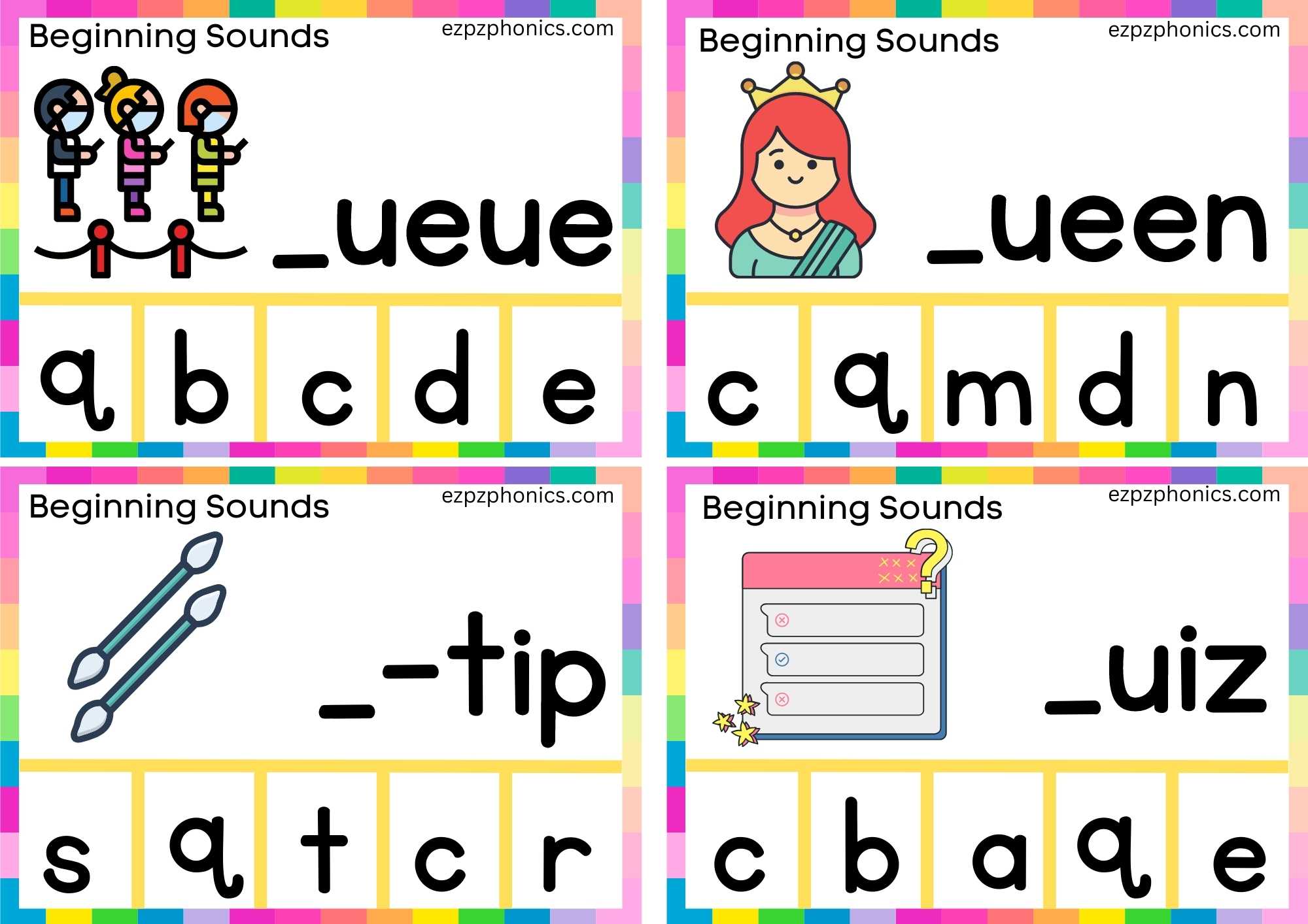 Letter Q Finish The Word And Clip The Correct Letter Group 1